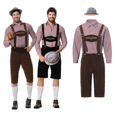 Traditionele heren Lederhosen set voor Oktoberfest met shirt en stropdas - De ideale outfit voor een feestelijk bierfeest
