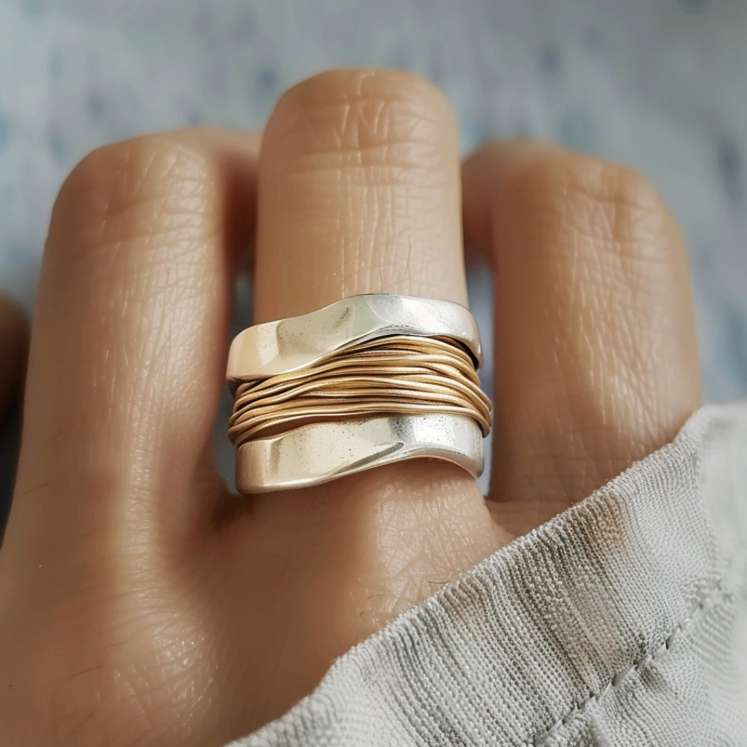 Zilveren Gouddraden Ring