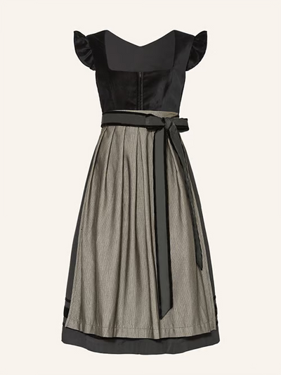 Damen Knielanges Kleid mit Schleifenakzent und Spitzen-Details