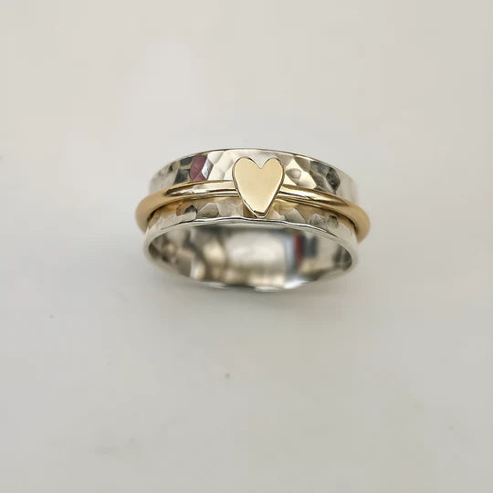 Mely - Gouden Hart Zilveren Ring