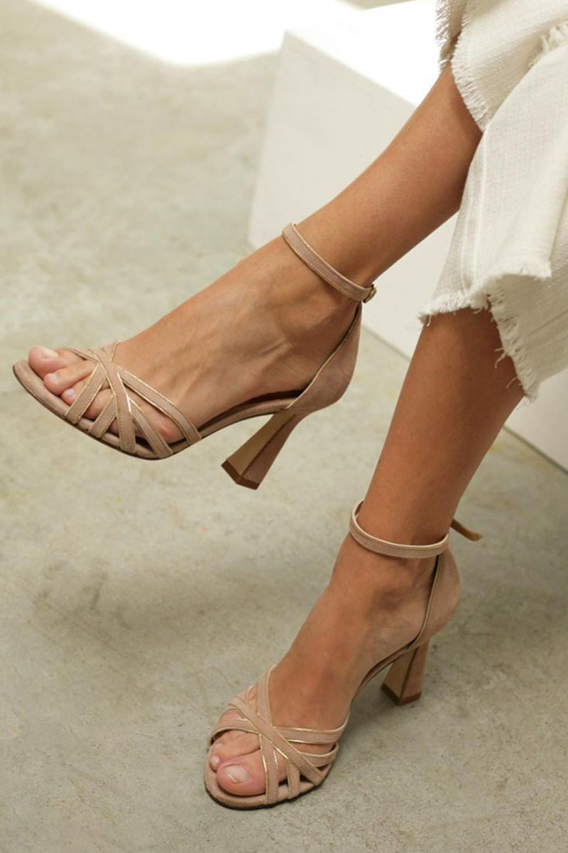 Elviera™ | Patchwork sandalen met ronde neus en dunne hak