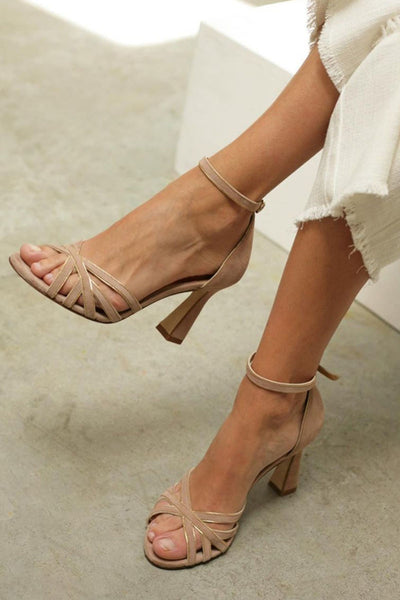 Elviera™ | Patchwork sandalen met ronde neus en dunne hak