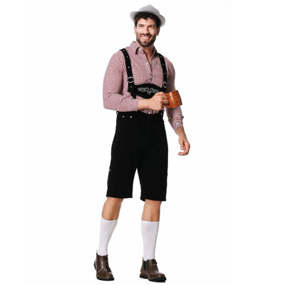 Traditionele heren Lederhosen set voor Oktoberfest met shirt en stropdas - De ideale outfit voor een feestelijk bierfeest