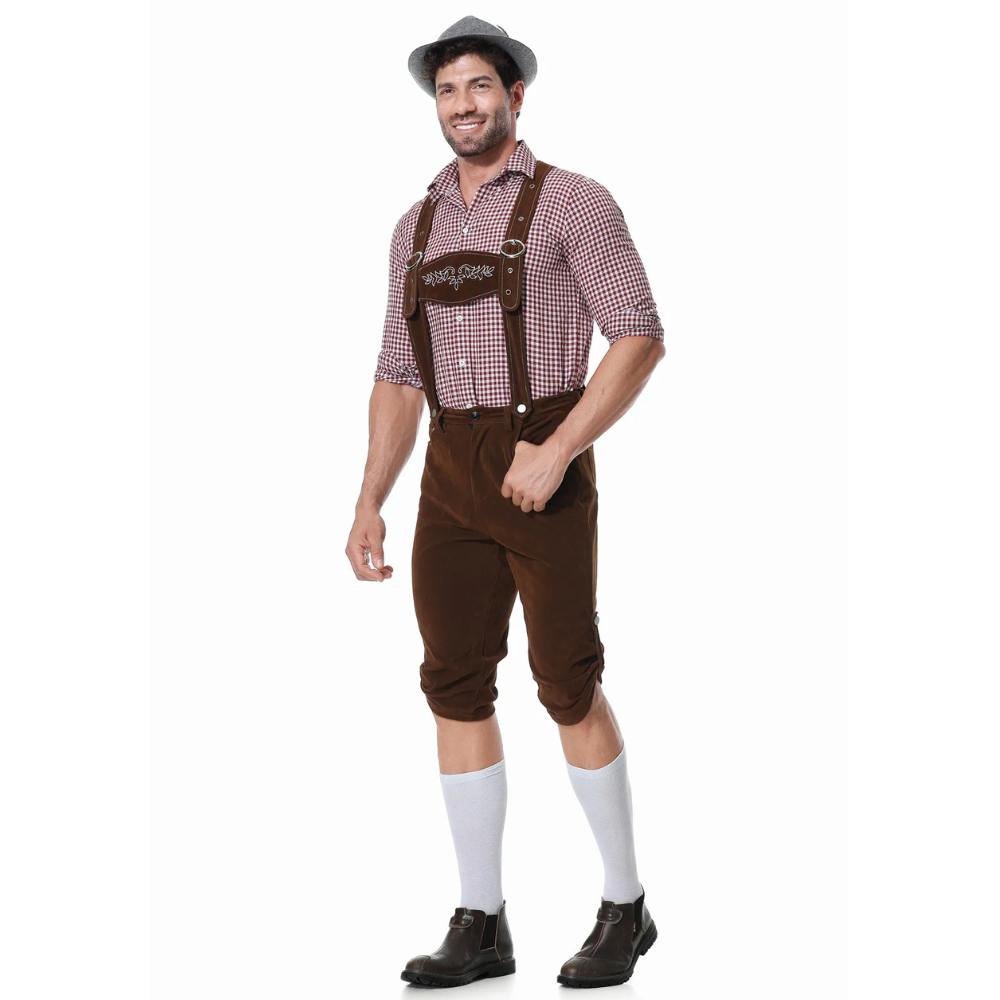 Traditionele heren Lederhosen set voor Oktoberfest met shirt en stropdas - De ideale outfit voor een feestelijk bierfeest