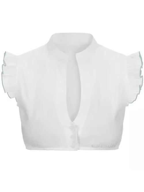 Dames Oktoberfest Blouse met V-hals, Halve Mouwen en Transparante Kantdetails