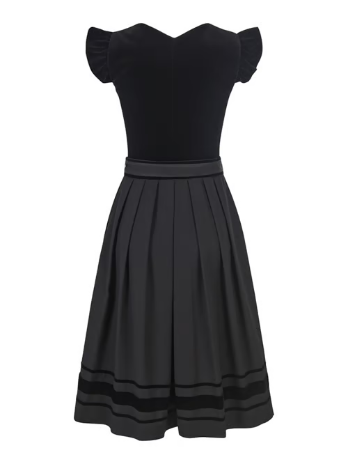Damen Knielanges Kleid mit Schleifenakzent und Spitzen-Details
