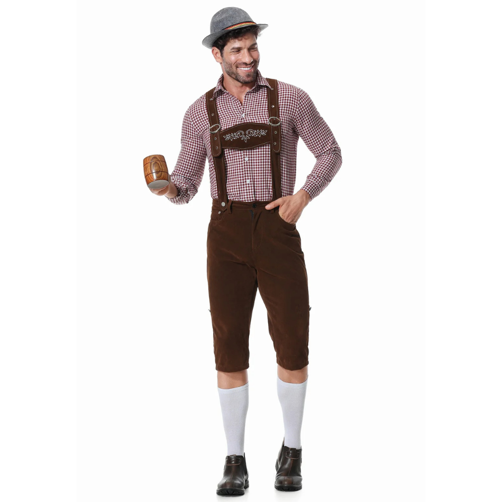 Traditionele heren Lederhosen set voor Oktoberfest met shirt en stropdas - De ideale outfit voor een feestelijk bierfeest