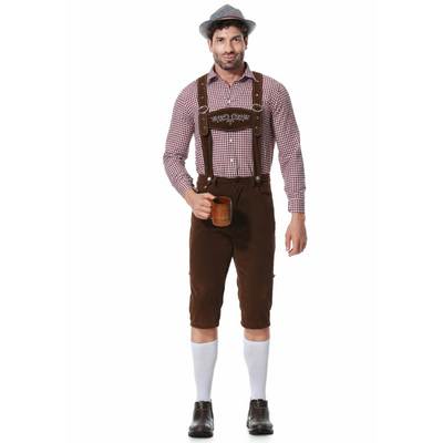 Traditionele heren Lederhosen set voor Oktoberfest met shirt en stropdas - De ideale outfit voor een feestelijk bierfeest