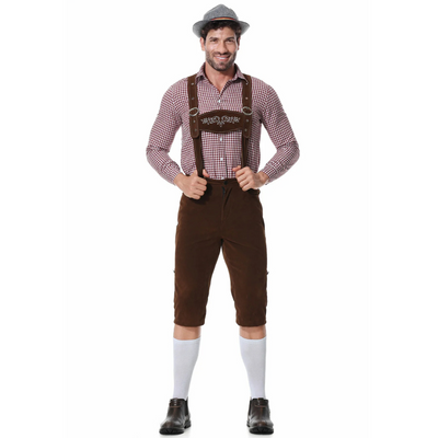 Traditionele heren Lederhosen set voor Oktoberfest met shirt en stropdas - De ideale outfit voor een feestelijk bierfeest