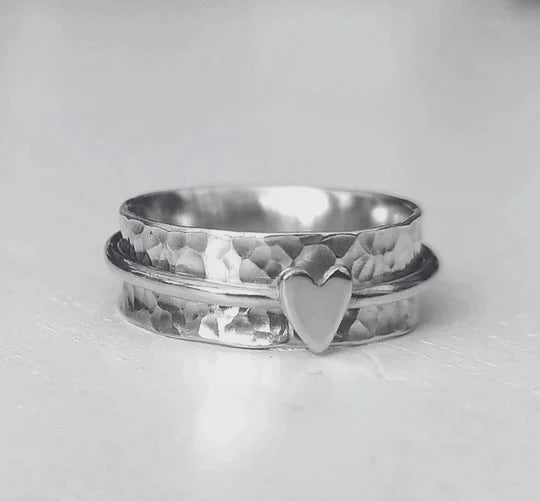 Mely - Gouden Hart Zilveren Ring