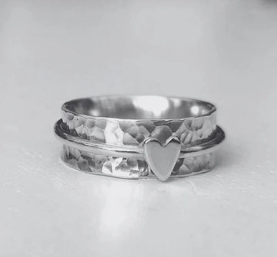 Mely - Gouden Hart Zilveren Ring