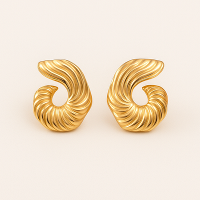 IRIS Gouden Sculptuur Oorbellen