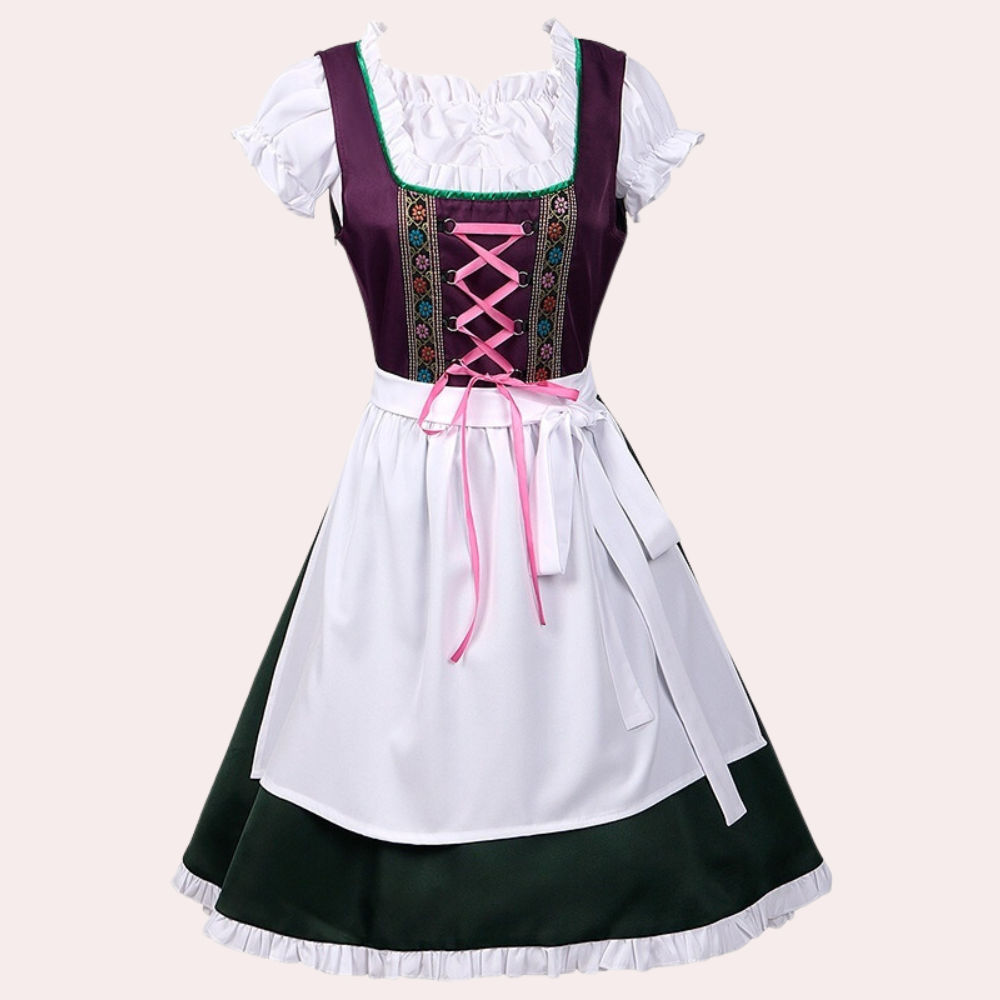Stijlvolle dames dirndl jurk met korsetvetersluiting en prachtige details voor feestelijke evenementen