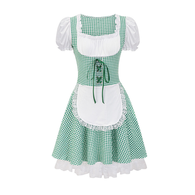 Modieuze schouderloze herfst dirndl voor dames met trendy ruitdesign