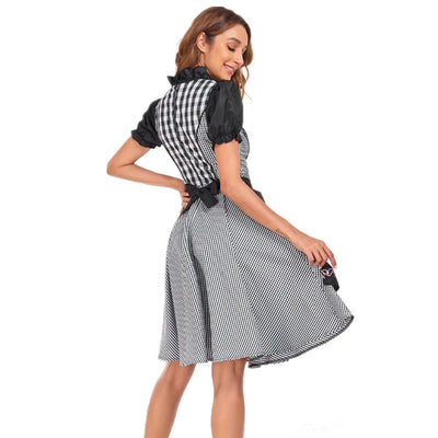 Stijlvolle dames dirndl jurk voor Oktoberfest met schort, traditioneel ontwerp en elegante versieringen