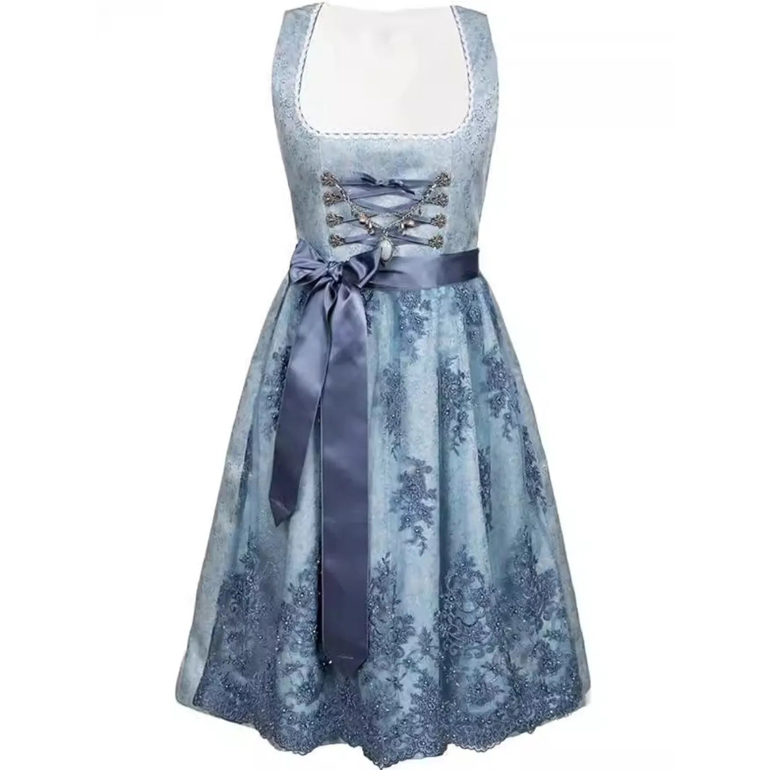 Stijlvol dames dirndl voor Oktoberfest met elegante schort en trendy corsage