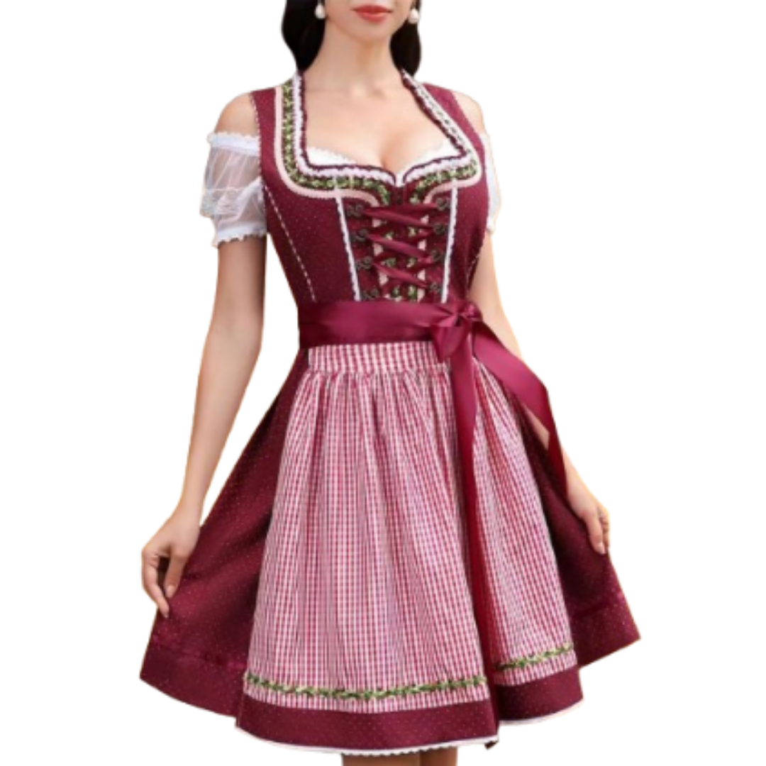 Stijlvolle dames dirndl jurk voor Oktoberfest met een charmante schort, elegante corsage en aantrekkelijke details