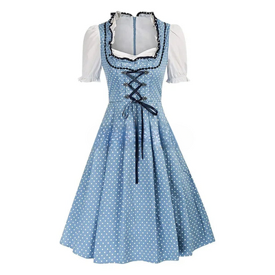 Stijlvolle dames dirndl jurk voor Oktoberfest met prachtige borduursels, verstelbaar corset, elegante schort en bijpassende blouse