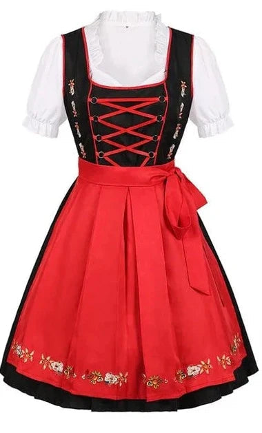 Stijlvolle dames dirndl jurk voor Oktoberfest met prachtige borduursels, verstelbaar corset, elegante schort en bijpassende blouse