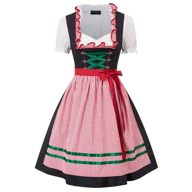 Stijlvolle dames dirndl jurk voor Oktoberfest met prachtige borduursels, verstelbaar corset, elegante schort en bijpassende blouse