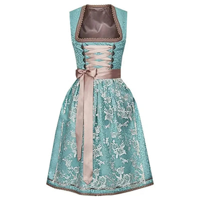 Stijlvolle dames dirndl jurk voor Oktoberfest met prachtige borduursels, verstelbaar corset, elegante schort en bijpassende blouse