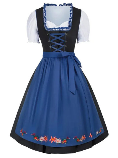 Stijlvolle dames dirndl jurk voor Oktoberfest met prachtige borduursels, verstelbaar corset, elegante schort en bijpassende blouse