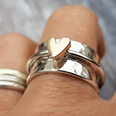 Mely - Gouden Hart Zilveren Ring