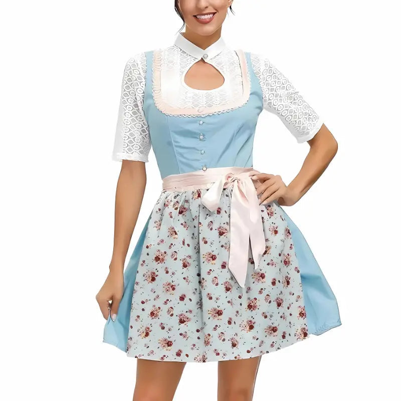 Stijlvolle dames dirndl jurk voor Oktoberfest met artistieke borduursels en elegante mieder top