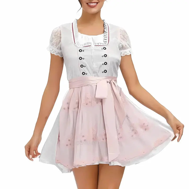 Stijlvolle dames dirndl jurk voor Oktoberfest met artistieke borduursels en elegante mieder top
