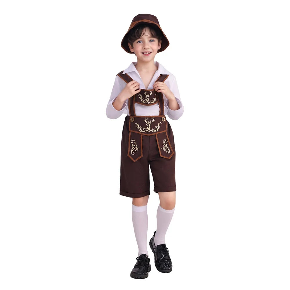 Authentiek Bayern Kostuumset voor Jongens met Lederhosen, Hoed, Shirt en Sokken – Ideaal voor het Oktoberfest