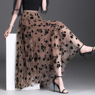 Odette | Elegante tule midi-rok met verfijnde bloemen