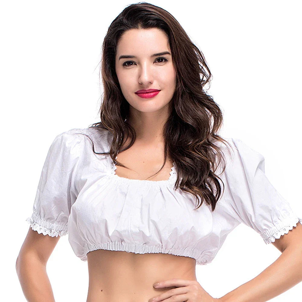 Stijlvolle dames dirndlblouse met korte witte blouse voor de ideale Oktoberfest-look