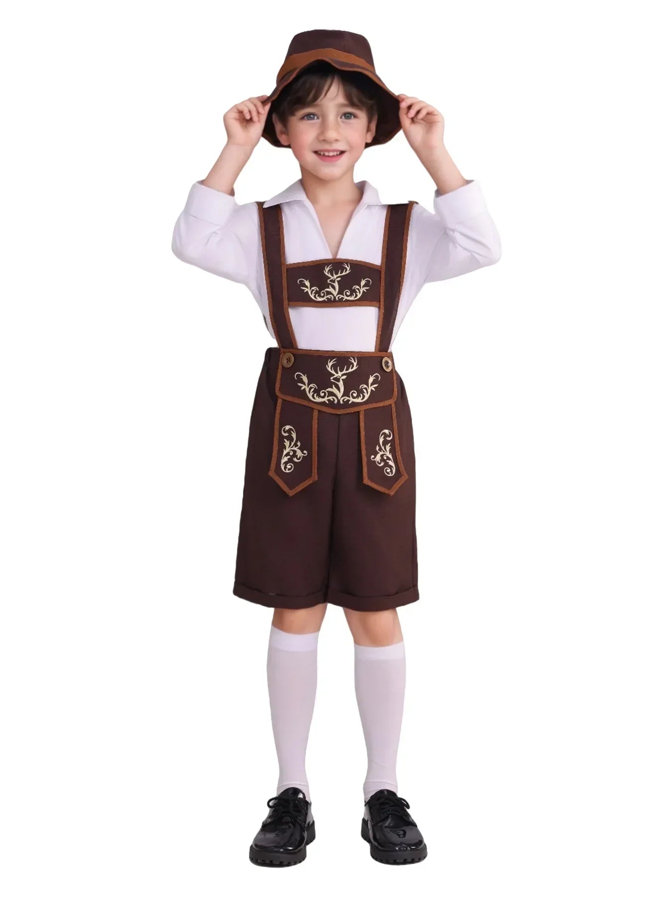 Authentiek Bayern Kostuumset voor Jongens met Lederhosen, Hoed, Shirt en Sokken – Ideaal voor het Oktoberfest