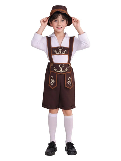 Authentiek Bayern Kostuumset voor Jongens met Lederhosen, Hoed, Shirt en Sokken – Ideaal voor het Oktoberfest