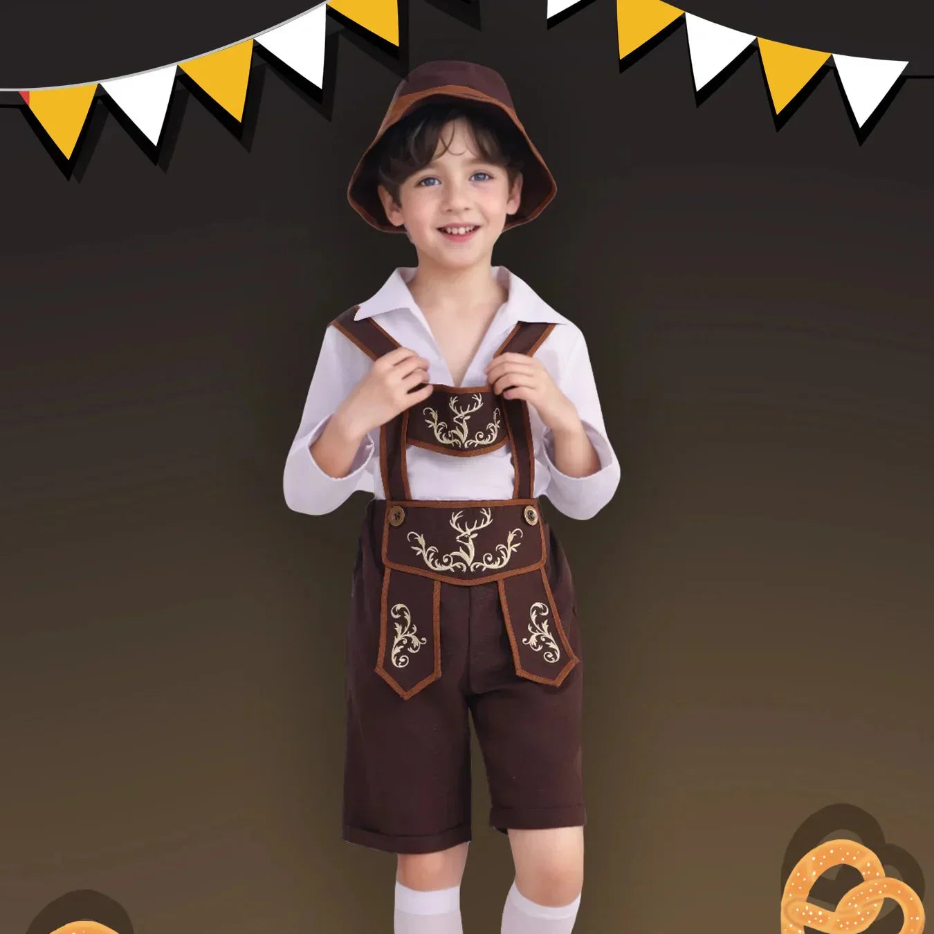 Authentiek Bayern Kostuumset voor Jongens met Lederhosen, Hoed, Shirt en Sokken – Ideaal voor het Oktoberfest