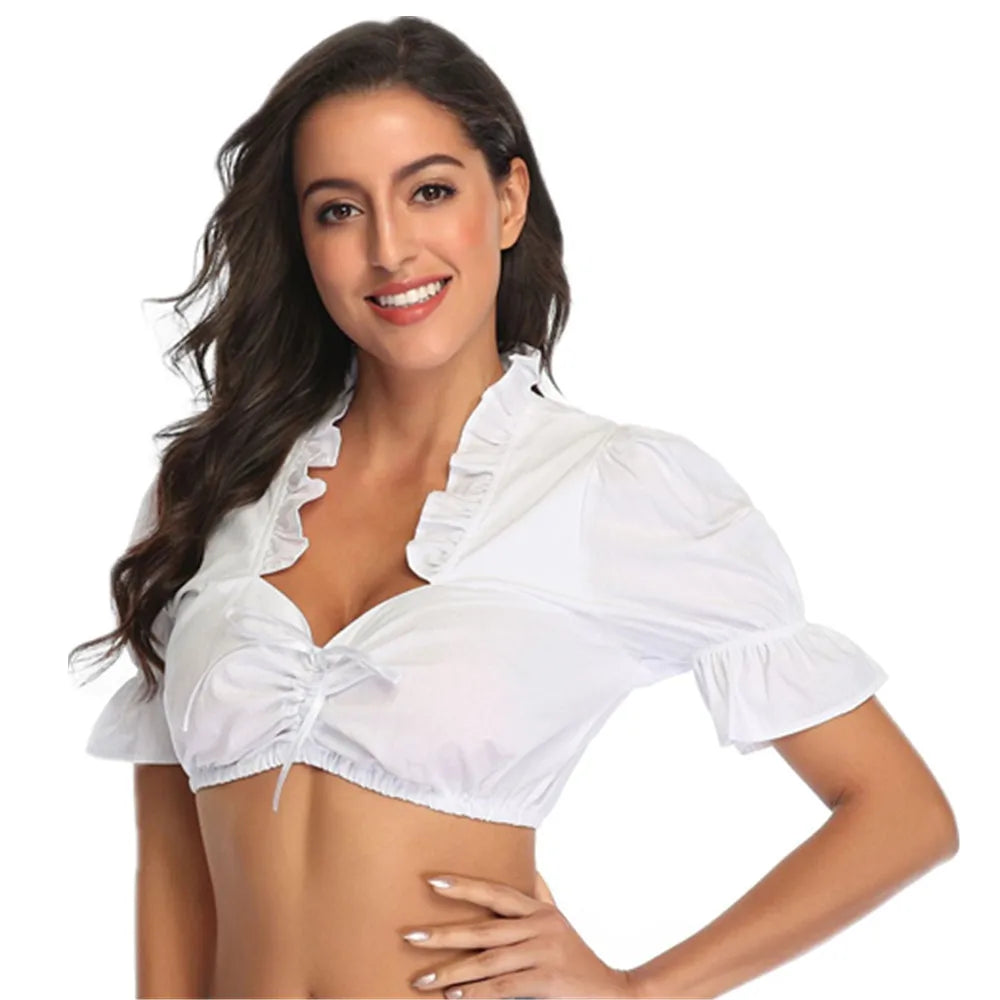 Stijlvolle dames dirndlblouse met korte witte blouse voor de ideale Oktoberfest-look