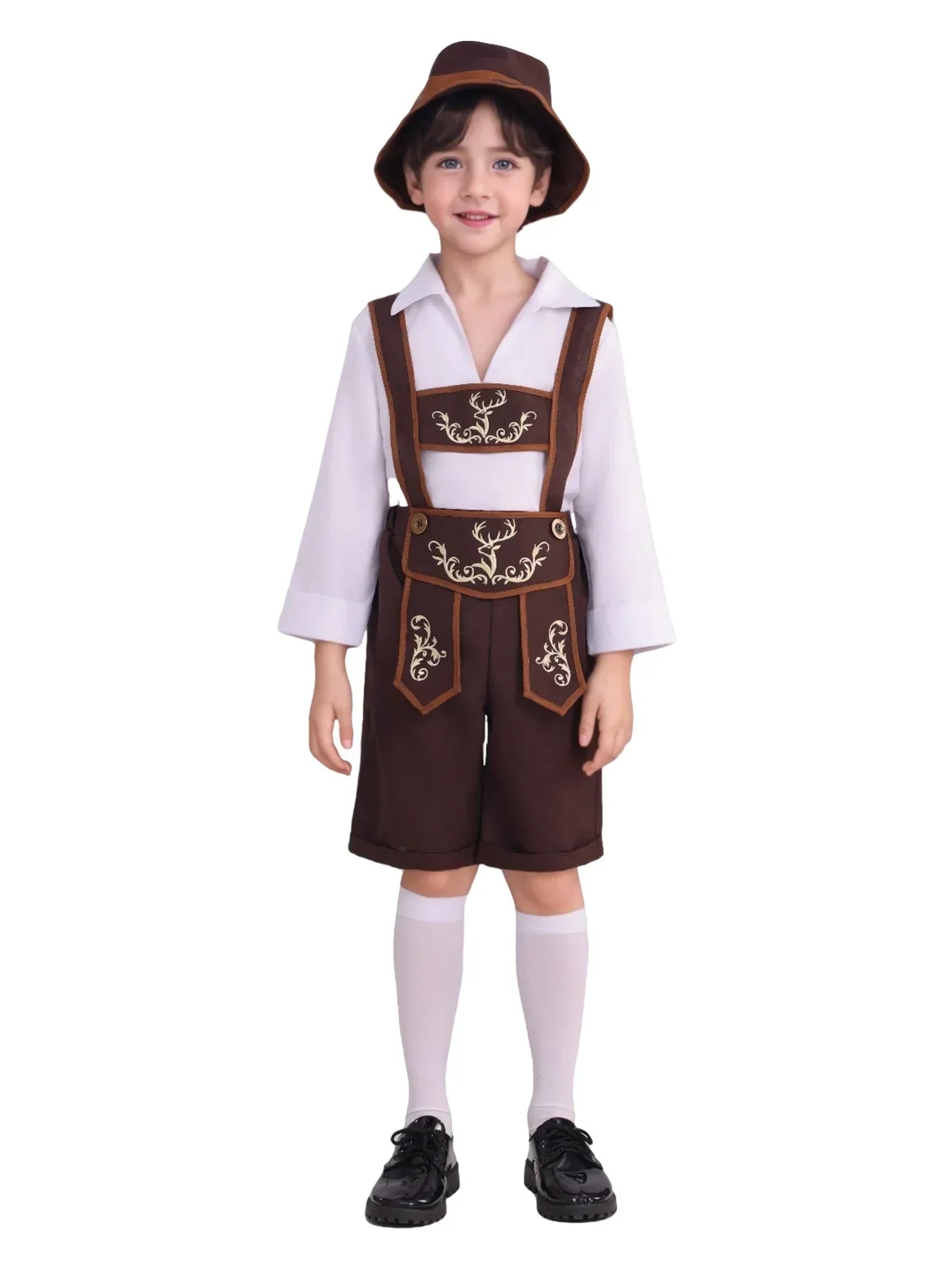 Authentiek Bayern Kostuumset voor Jongens met Lederhosen, Hoed, Shirt en Sokken – Ideaal voor het Oktoberfest