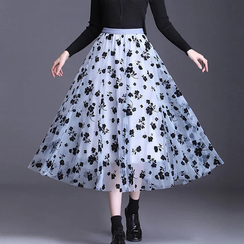 Odette | Elegante tule midi-rok met verfijnde bloemen