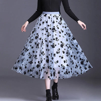 Odette | Elegante tule midi-rok met verfijnde bloemen