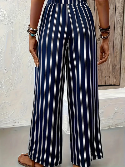Abby | Stijlvolle gestreepte broek met wijde pijpen