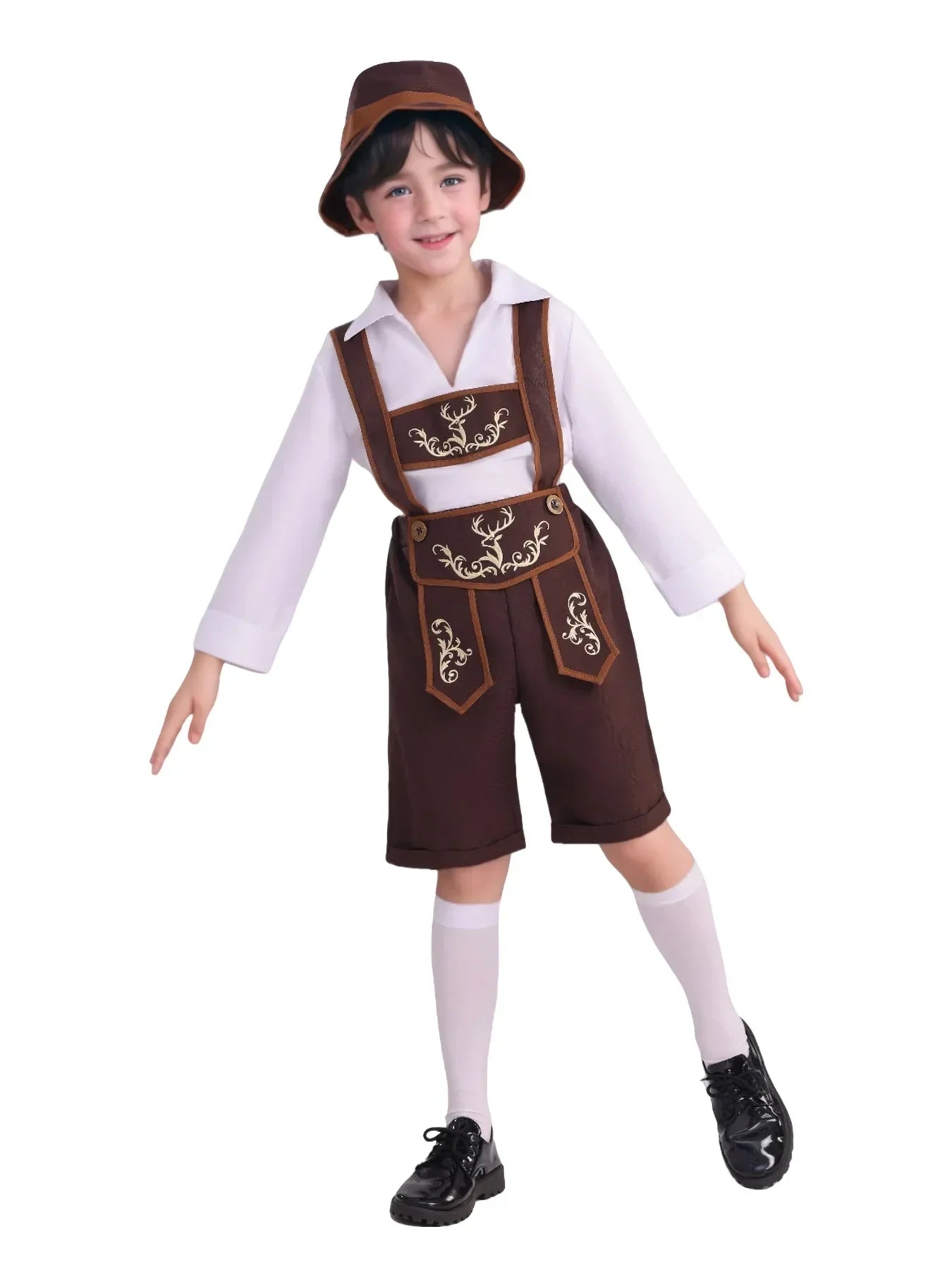 Authentiek Bayern Kostuumset voor Jongens met Lederhosen, Hoed, Shirt en Sokken – Ideaal voor het Oktoberfest