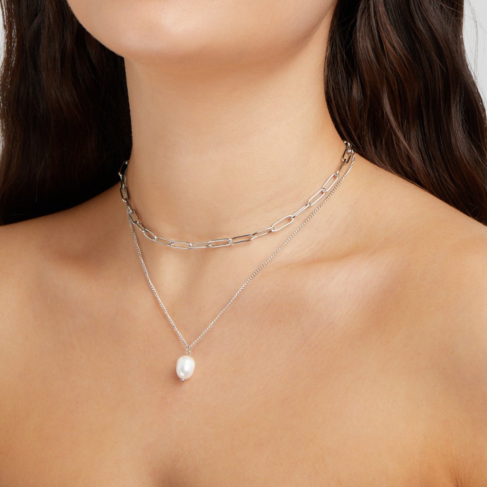 Angela Perlen Zilveren Ketting