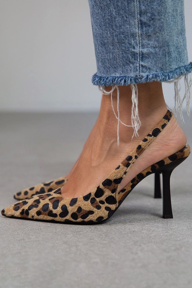 Liorina | Kaki pumps met luipaardprint en spitse neus