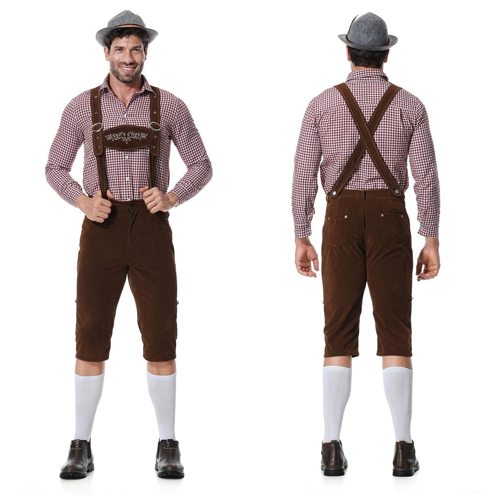 Traditionele heren Lederhosen set voor Oktoberfest met shirt en stropdas - De ideale outfit voor een feestelijk bierfeest