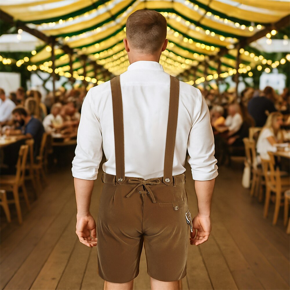 Heren Lederhosen voor Oktoberfest met Kunstzinnige Borduursels, Praktische Bretels en Comfortabele Zijzakken
