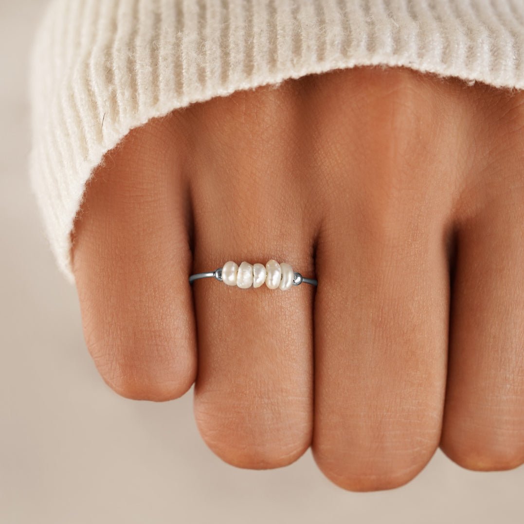 Klassieke zoetwaterparel zilveren ring