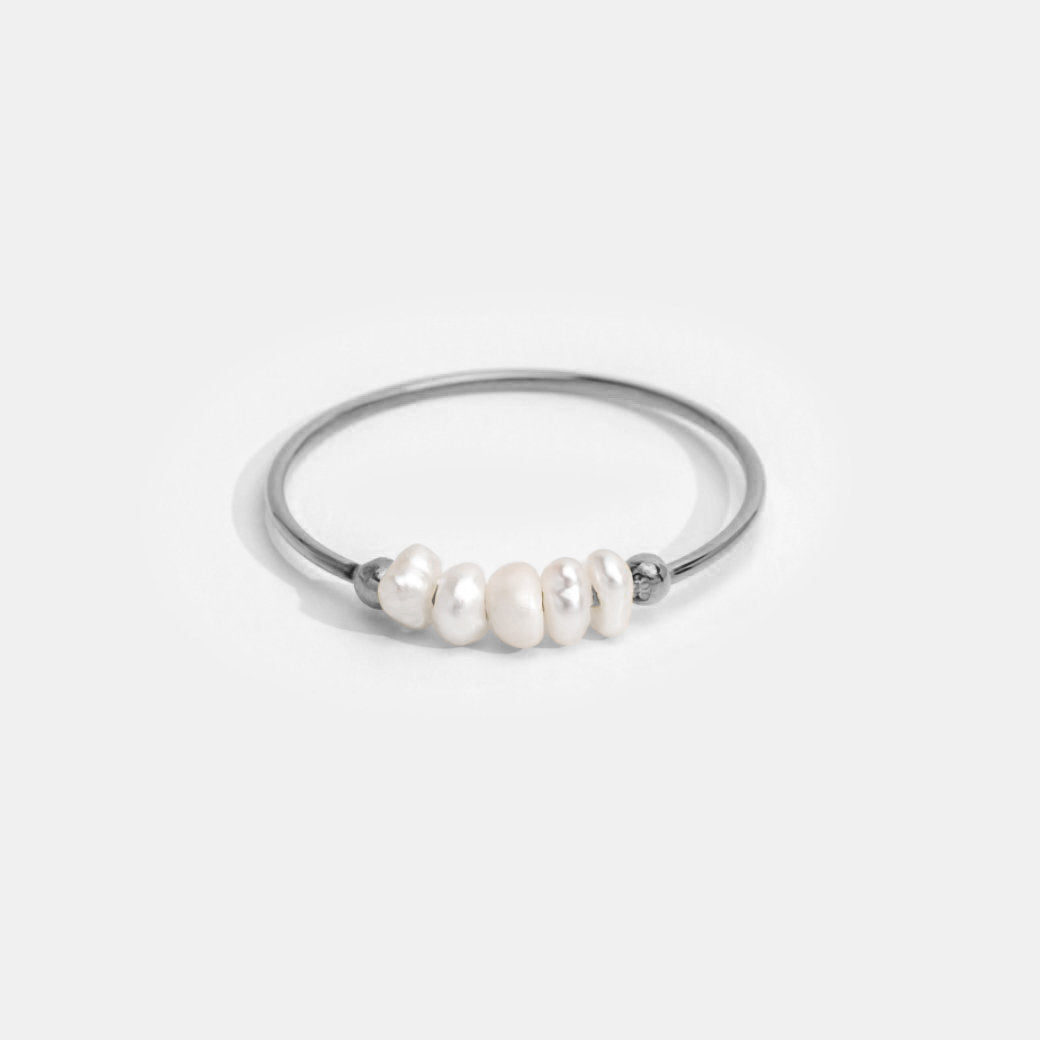 Klassieke zoetwaterparel zilveren ring