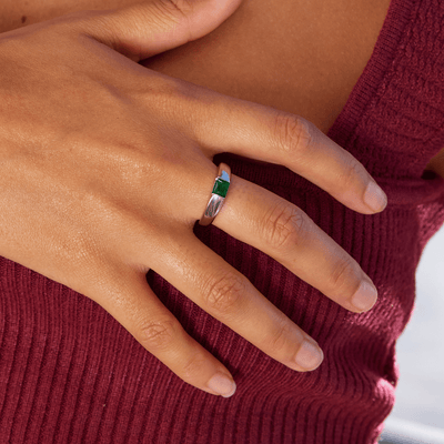 Ember Zilver & Smaragd Ring