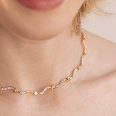 Freya Kristallen Golven Ketting