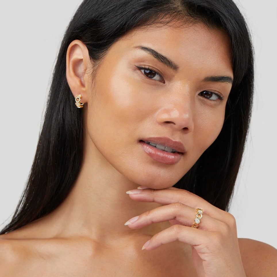 Bij - Gouden & Kristallen Ring